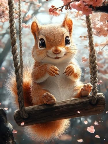 Eichhörnchen Diamond Painting XXL 85x110cm, 5D Diamond Painting Kinder ab 6 Jahre Tier Quadratische Steine, DIY Diamant Bilder Mosaik Bastelset Erwachsene, Daiments Stickerei Festival Deko F-38 von Cgkgzehn