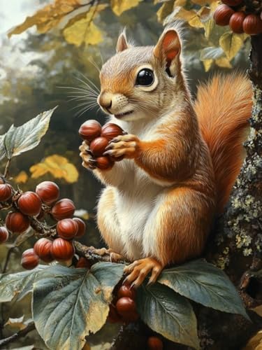 Eichhörnchen Diamond Painting XXL 85x110cm, 5D Diamond Painting Kinder ab 6 Jahre Tier Quadratische Steine, DIY Diamant Bilder Mosaik Bastelset Erwachsene, Daiments Stickerei Festival Deko F-92 Eichhörnchen Diamond Painting XXL 85x110cm, 5D Diamond Painting Kinder ab 6 Jahre Tier Quadratische Steine, DIY Diamant Bilder Mosaik Bastelset Erwachsene, Daiments Stickerei Festival Deko F-92 von Cgkgzehn