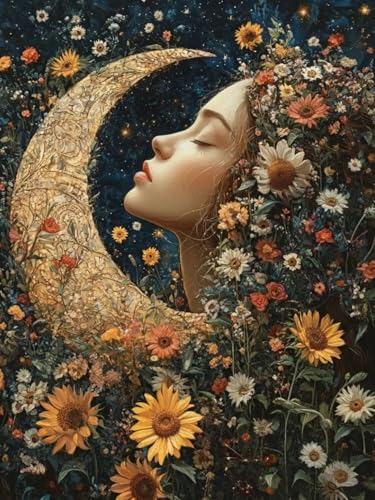 Mond Diamond Painting XXL 85x110cm, 5D Diamond Painting Kinder ab 6 Jahre Blume Quadratische Steine, DIY Diamant Bilder Bastelset Erwachsene, Mosaikherstellung Daiments Stickerei Festival Deko F-108 Mond Diamond Painting XXL 85x110cm, 5D Diamond Painting Kinder ab 6 Jahre Blume Quadratische Steine, DIY Diamant Bilder Bastelset Erwachsene, Mosaikherstellung Daiments Stickerei Festival Deko F-108 von Cgkgzehn