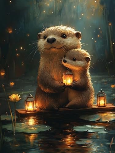 Otter Diamond Painting Groß XXL 80x100cm für Bastelset Kinder ab 6 Jahre, 5D Amazon Diamond Painting Tier Set für Erwachsene Anfänger, DIY Full Diamant Set Wanddeko Hauswand Festival Geschenke F-39 Otter Diamond Painting Groß XXL 80x100cm für Bastelset Kinder ab 6 Jahre, 5D Amazon Diamond Painting Tier Set für Erwachsene Anfänger, DIY Full Diamant Set Wanddeko Hauswand Festival Geschenke F-39 von Cgkgzehn