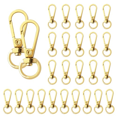 ChAusa 25 Stück Schwenker Hummer Haken, Karabinerhaken Schlüsselanhänger, Schlüsselringe Klein, Geeignet für die Herstellung Handgefertigter Taschen, Rucksäcke und Kunsthandwerk (Golden) von ChAusa