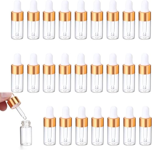 ChAusa 25 Stücke Mini Pipettenflasche, 3ml Transparente Plastikflasche, Nachfüllbarer Kleiner Probenfläschchen-Behälter, mit Tropfpipette, für Ätherisches Öl, Aromatherapie, Massage, Duftöl Probe von ChAusa