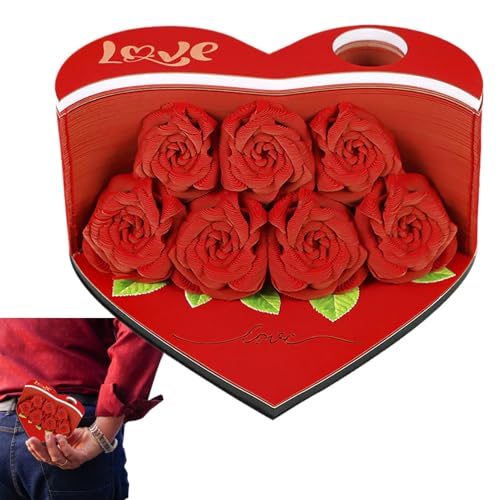 Chaies 3D-Kunst-Notizblock, 3D-Notizblock, Liebesform-Papierschnitzerei, Kunst-Notizblock, 156 Blatt, kreatives Papierkartenhandwerk, nicht klebrige Post-Notizen, von Chaies