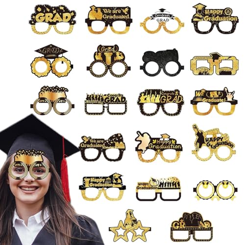 Chaies Abschlussbrille Aus Pappe,20 Stück Fotoaccessoires Für Fotobox - Papier Sehhilfen Leicht Feiertagsbedarf Deko Für Klassenraum Schule von Chaies