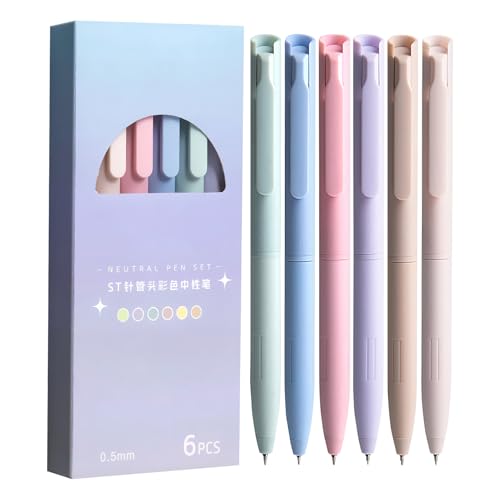 Chaies Bunte Gelschreiber, Schnelltrocknende Buntstifte in Farbmix, 6er Set Kugelschreiber Schnelltrocknend Flüssig Schreibend 0,5 mm Spitze Druckmechanik Multifunktion Für Kalligraphie Zeichnen von Chaies