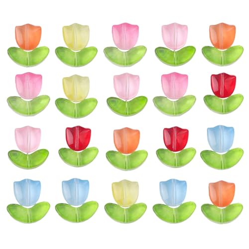 Chaies Glasblumenperlen – Abstandsperle Tulpe aus Glas – Farbverlauf, Blumenperlen aus transparentem Glas für Armbänder, Schmuckherstellung Chaies Glasblumenperlen – Abstandsperle Tulpe aus Glas – Farbverlauf, Blumenperlen aus transparentem Glas für Armbänder, Schmuckherstellung von Chaies