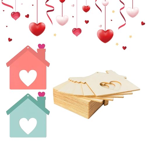 Chaies Holzschnitte in Form eines unvollendeten Hauses, unvollendetes Holz in Hausform, 20 Stück, Ornament in Hausform, unvollendetes Holz | handwerkliches Ornament aus unvollendetem Holz, Herzdesign Chaies Holzschnitte in Form eines unvollendeten Hauses, unvollendetes Holz in Hausform, 20 Stück, Ornament in Hausform, unvollendetes Holz | handwerkliches Ornament aus unvollendetem Holz, Herzdesign von Chaies