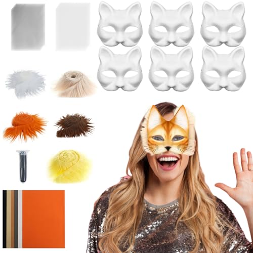 Chaies Katzenmasken-Grundform | Masken Bastelset,Bastelset Mit Netzstoff Und Samtstoff-Zubehör Für Karneval Cosplay Party Maskerade Chaies Katzenmasken-Grundform | Masken Bastelset,Bastelset Mit Netzstoff Und Samtstoff-Zubehör Für Karneval Cosplay Party Maskerade von Chaies