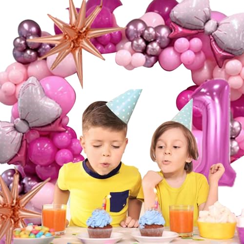 Chaies Rosa Latex-Luftballons-Set, Geburtstags-Luftballons-Dekorationsset - Schleifen-Zahlen-Party-Luftballons-Set für Geburtstagsfeier | Latex-Partyballons, für Hintergrund, Ballonbogen-Set, von Chaies
