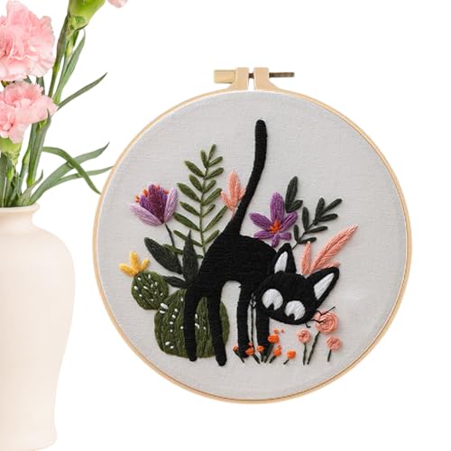 Chaies Stickerei-Set für Erwachsene | Lustiges Katzenmodell Stickset | Handbedarf für Mädchen Frauen | Kunstunterricht Reise Haus Party Geschenk von Chaies