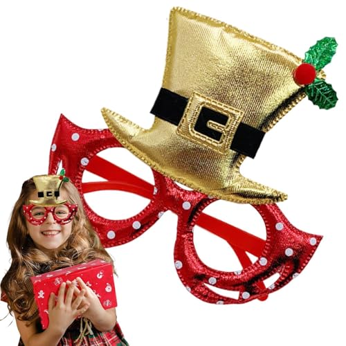 Chaies 【Weihnachtsbrille】 Weihnachtsbrillenrahmen - Niedliche Glitzerbrille | Weihnachten Foto Requisiten Brillenrahmen, Weihnachten Cosplay Zubehör für Feiertagsdekoration von Chaies