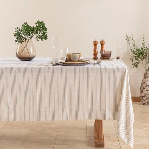 Chakra Camino Tischdecke 160x240 cm Natur - Ideale Tischdecke für Eleganz auf dem Tisch und in der Küche, genussvolle Mahlzeiten durch strapazierfähiges und pflegeleichtes Design von Chakra