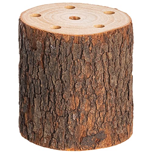 Baumstamm Kampferholz Holzstamm mit vorgebohrten Löchern Deko DIY Basteln (Kampferholz 10 x 10 cm) von Chaks