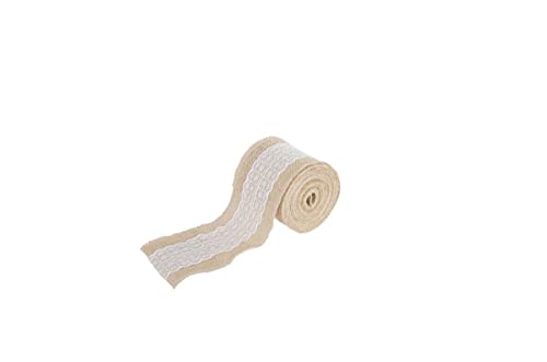 Chaks 0882, Schleifenband aus Jute mit Spitze, 5 m x 8 cm von Chaks