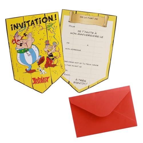 Chaks 12809-AX, Packung mit 8 Einladungskarten zum Geburtstag, Asterix®, mit Umschlägen von Chaks