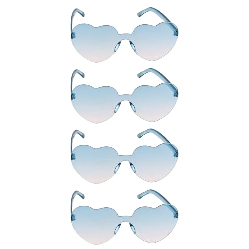 Chaks - Herz Sonnenbrille, 4 Stück, Retro Partybrille mit Farbverlauf, Hippie Brille für Festival und Mottoparty von Chaks