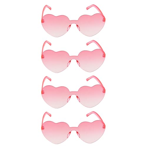 Chaks - Herz Sonnenbrille, 4 Stück, Retro Partybrille mit Farbverlauf, Hippie Brille für Festival und Mottoparty von Chaks