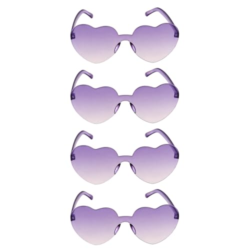 Chaks - Herz Sonnenbrille, 4 Stück, Retro Partybrille mit Farbverlauf, Hippie Brille für Festival und Mottoparty von Chaks
