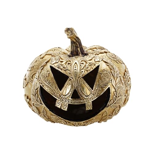 Chaks Hochwertige Kürbis Halloween Dekofigur Gruseliges Grinsen | Gold von Chaks