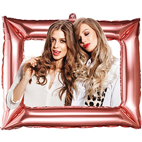 2 Stück Fotorahmen Requisiten Folienballon Aufblasbare Bilderrahmen Personalisierter Selfie Rahmen Aufblasbare Foto Requisiten für Mädchen Geburtstag Party Hochzeit Deko Präsent, Rosegold von Chalyna