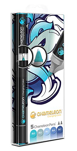 Chameleon Art Products - 5 permanente Alkohol-filzstifte; Blautöne von Chameleon