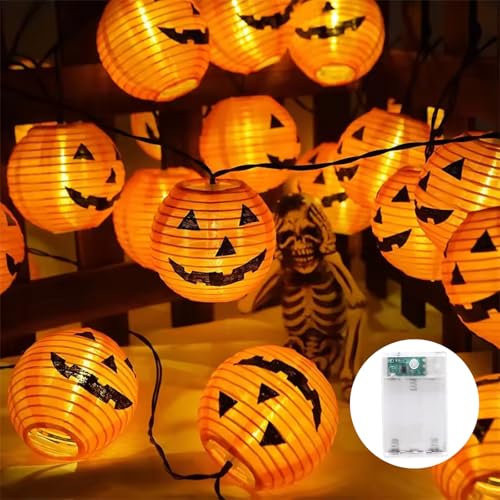 Halloween Dekoration Garten, 6M 40 LED Orange Kürbis Lampion Lichterkette mit Batteriebetrieben,2 Modi Wasserdicht Halloween Lichterkette für Außen Innen, Allerheiligen, Halloween Dekorations von ChaneeHann