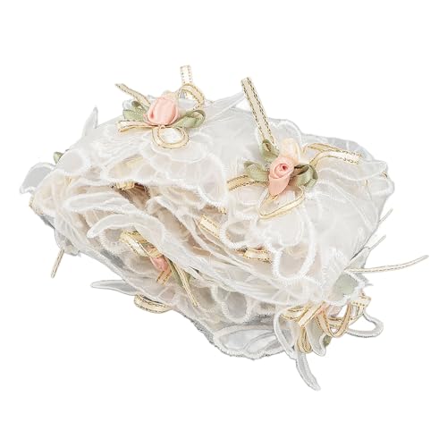 Changor Lace Trimm Ribbon, 1 Roll Rose Blume Bestickte Spitzenkantenverkleidungsband Weiße Organza Dekorative Band für Hochzeitsgeschenke Blumenkleidung, DIY -Handwerk Nähen, Changor Lace Trimm Ribbon, 1 Roll Rose Blume Bestickte Spitzenkantenverkleidungsband Weiße Organza Dekorative Band für Hochzeitsgeschenke Blumenkleidung, DIY -Handwerk Nähen, von Changor