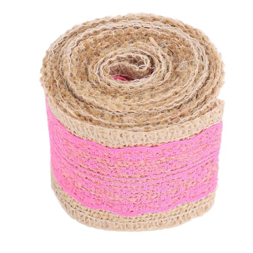 Changor Sackleinen Spitze Ribbon, Spitzenrollhandwerk Ribbon, Dekorative Jute Roll Handwerksfestival Dekor Versorgung für Hochzeits Weihnachtsdekoration DIY Handgefertigtes (Rosenrot) von Changor