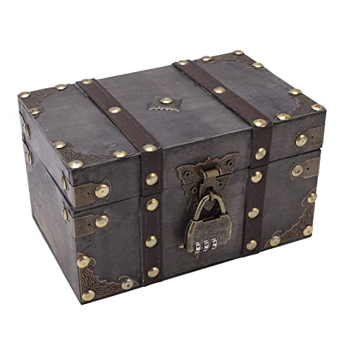 Changor Schatzkiste aus Holz mit Coded Lock, 7x4,5x4 Zoll Schmuck Kästchen Im Vintage-Stil, Antike Aufbewahrung Sbox für Schmuck, Make-up, Sammlerstücke, Heim Dekor Idee Changor Schatzkiste aus Holz mit Coded Lock, 7x4,5x4 Zoll Schmuck Kästchen Im Vintage-Stil, Antike Aufbewahrung Sbox für Schmuck, Make-up, Sammlerstücke, Heim Dekor Idee von Changor