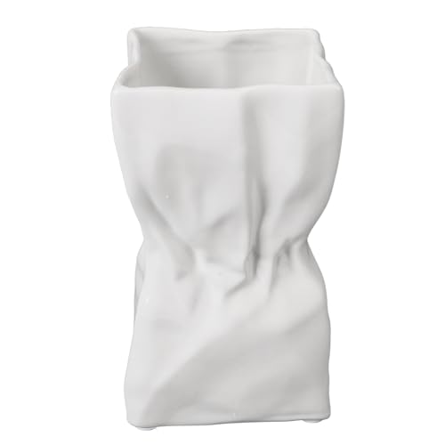 Einzigartige Blumenvasen, Modische Keramikvase, Plissierte Papiertüte, Vielseitige Weiße, wasserdichte Bücherregalvase Einzigartige Blumenvasen, Modische Keramikvase, Plissierte Papiertüte, Vielseitige Weiße, wasserdichte Bücherregalvase von Changor
