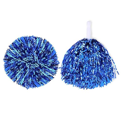 Changyeah 2 Stück Cheerleading Pompons,Handblumen Pompons Cheerleader,Cheerleader Pompons Handblumen,Metallfolie, für Sport, Tanz, Feiern(blau) von Changyeah