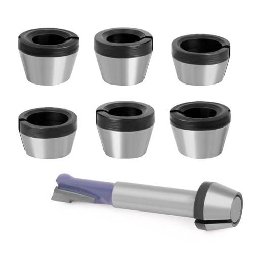 Changyeah Oberfräsen-Spannzangenfutter,6 Stück Spannzangen Adapter, Adapter Legierung Spannzangen Ersatzteile für Trimmer Werkzeug Kohlenstoffstahlmaterial(6,35 mm, 8 mm) von Changyeah