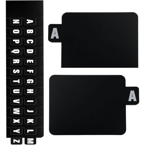 Changyeah Schallplatten-Trennblätter, 26 Stück, Alphabetisch, PP-Material, Schwarz, DIN A4, 3 Löcher(Doppelbuchstaben) von Changyeah