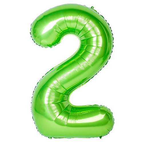 40 Zoll 0 to 9 in Grün Nummer Folienballon Helium Zahlenballon Luftballon Riesenzahl Party Hochzeit Kindergeburtstag Geburtstag Number 2 von CHANGZHONG