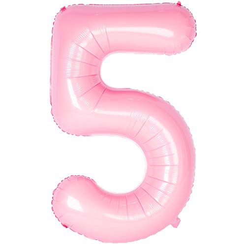 40 Zoll 0 to 9 in Tiffany Rosa Nummer Folienballon Helium Zahlenballon Luftballon Riesenzahl Party Hochzeit Kindergeburtstag Geburtstag Number 5 von CHANGZHONG