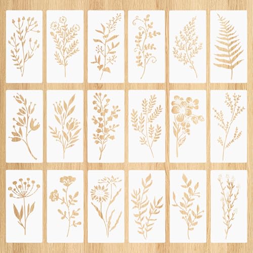 18 Stück Airbrush Schablonen zum Malen, 15 * 7.5cm Blumen Schablonen Blätter, Schablone Stencil, Schablonen Textilgestaltung, Schablonen Malen für Scrapbooking Möbel Deko 18 Stück Airbrush Schablonen zum Malen, 15 * 7.5cm Blumen Schablonen Blätter, Schablone Stencil, Schablonen Textilgestaltung, Schablonen Malen für Scrapbooking Möbel Deko von ChanraingYee
