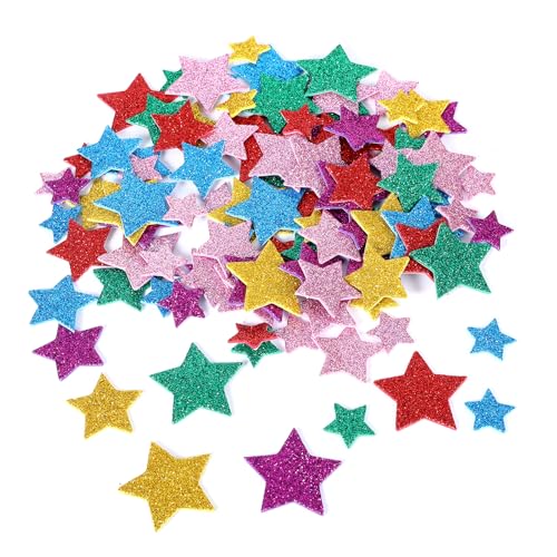 450 Stück Sterne Sticker Moosgummi Glitzer, Sternaufkleber, Glitzersticker, Sterne zum Basteln, Star Moosgummi Selbstklebende,Glitzerkleber für Kinder von ChanraingYee