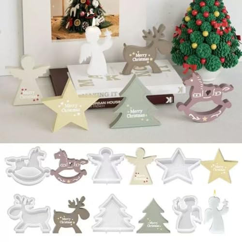 6 Stück Silikonformen Gießformen Weihnachten, Silikonform Kerzenformen Sterne Elch Weihnachtsbaum, Silikon Gipsformen Zum Gießen, Weihnachten Epoxidharz Formen Für Kerzen, Seife, Handwerk (Stil A) 6 Stück Silikonformen Gießformen Weihnachten, Silikonform Kerzenformen Sterne Elch Weihnachtsbaum, Silikon Gipsformen Zum Gießen, Weihnachten Epoxidharz Formen Für Kerzen, Seife, Handwerk (Stil A) von Chansunokku