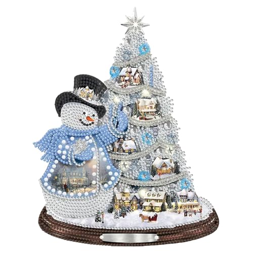 Chansunokku DIY Schneemann Diamond Painting Weihnachten Deko, 5D Weihnachtsmann Diamant Malerei Kunst Set 30cm, Strass Malerei Stickerei Kunst Tisch Dekoration Weihnachten Geschenke Für Anfänger (A) von Chansunokku