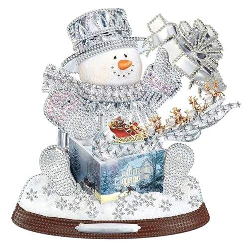 Chansunokku DIY Schneemann Diamond Painting Weihnachten Deko, 5D Weihnachtsmann Diamant Malerei Kunst Set 30cm, Strass Malerei Stickerei Kunst Tisch Dekoration Weihnachten Geschenke Für Anfänger (E) von Chansunokku