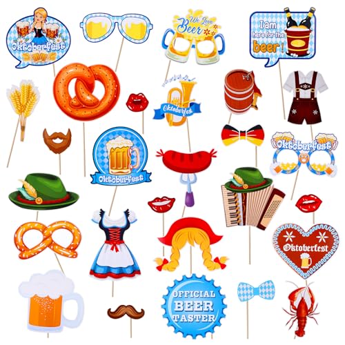 Oktoberfest deko, 28 Stück Oktoberfest Foto Requisiten Set, Bunt Lustige Set, Fotobox Accessoires Bayrische Deko, Party Fotoautomat Requisiten Oktoberfest deko, 28 Stück Oktoberfest Foto Requisiten Set, Bunt Lustige Set, Fotobox Accessoires Bayrische Deko, Party Fotoautomat Requisiten von Chanumetal
