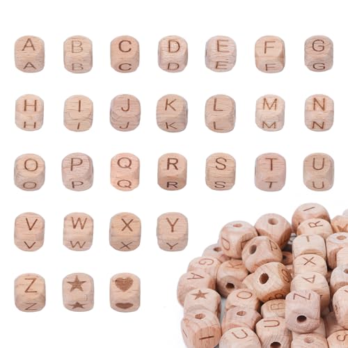 Chanumetal 100 Stück Buchstabenperlen Holz, Buchstaben Holz von A-Z Holzperlen zum Auffädeln, Holzbuchstaben Klein mit 10M Schnurseil für DIY Chanumetal 100 Stück Buchstabenperlen Holz, Buchstaben Holz von A-Z Holzperlen zum Auffädeln, Holzbuchstaben Klein mit 10M Schnurseil für DIY von Chanumetal