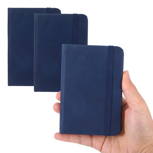 Chanumetal 3 stück Notizbuch A7, Notizbuch Klein mit 100 Blatt, 11 × 7,5 cm Pocket Notebook Klein, Hardcover Notizblock A7 Blau für Lernen, Büro, Tägliche Aufzeichnungen (Blau) von Chanumetal