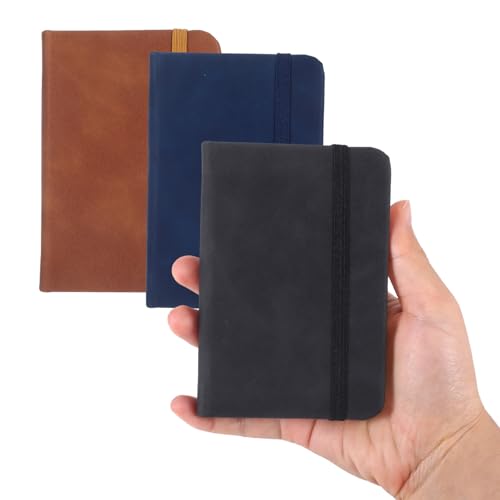 Chanumetal 3 stück Notizbuch A7, Notizbuch Klein mit 100 Blatt, 11 × 7,5 cm Pocket Notebook Klein, Hardcover Notizblock A7 Schwarz/Braun/Blau für Lernen, Büro, Tägliche Aufzeichnungen Chanumetal 3 stück Notizbuch A7, Notizbuch Klein mit 100 Blatt, 11 × 7,5 cm Pocket Notebook Klein, Hardcover Notizblock A7 Schwarz/Braun/Blau für Lernen, Büro, Tägliche Aufzeichnungen von Chanumetal