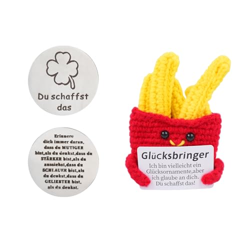 Pocket Hug Positive Kartoffel Geschenke mit Glücksbringer, Lustige Mutmacher Geschenk mit Lucky Charms, Positive Potato Pommes Gehäkelte Ornamente von Chanumetal