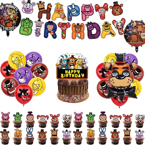 Five Nights at Freddy's Birthday Party decoration set Includes birthday banner, cake decorations, balloons, birthday party supplies with titles von Chaopisz