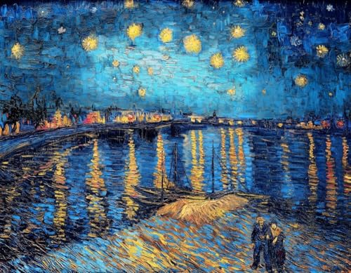 Chaozhirui 11ct Sternennacht-Kreuzstich-Set für Erwachsene, Ölgemäldedruck von Van Gogh Kreuzstich-Set aus Baumwolle, 11CT-40X50CM von Chaozhirui
