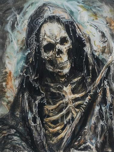 Chaozhirui DIY Kreuzstich-Stickset Horror-Skelett-Kreuzstich-Set, Cartoon-Totenkopf Kreuzstich-Set aus Baumwolle, 11CT-40X50CM von Chaozhirui