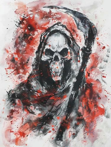 Chaozhirui DIY Kreuzstich-Stickset Horror-Skelett Kreuzstich-Set Fantasy-Totenkopf Kreuzstich-Set aus Baumwolle, 11CT-40X50CM von Chaozhirui