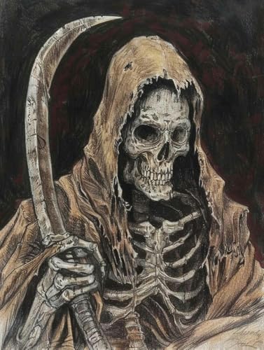 Chaozhirui DIY Kreuzstich-Stickset Horror-Skelett Kreuzstich-Set Fantasy-Totenkopf Kreuzstich-Set aus Baumwolle, 11CT-40X50CM von Chaozhirui